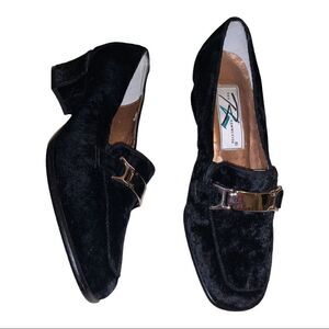 ROS Hommerson Black Velvety Block Heel m shoes 1990s vintage NEVER WORN 7.5W